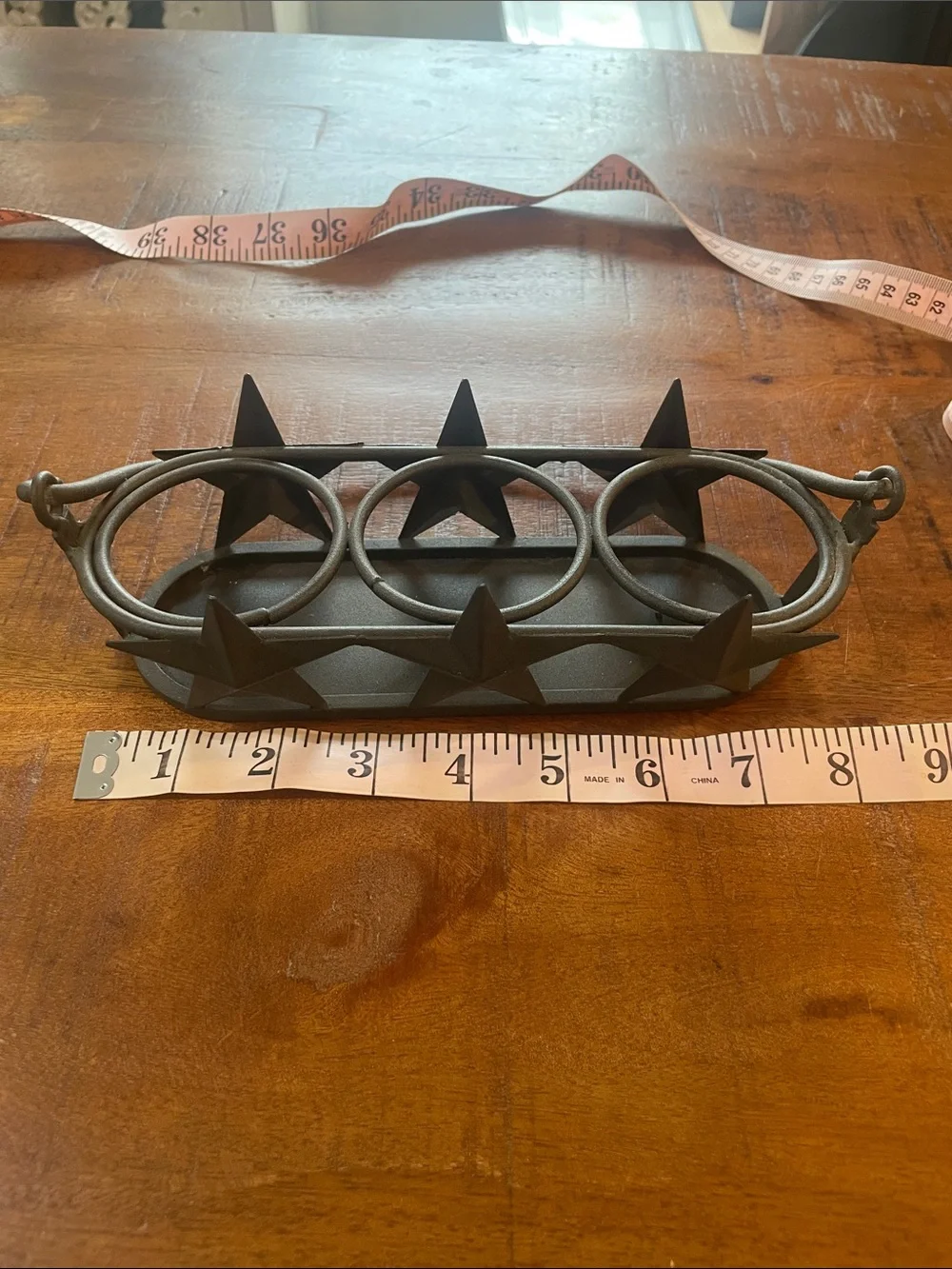Rustic Metal Star Votive Holder with 3 Glass Cups